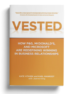 Vested - How P&G, McDonalds and Microsoft are Redefining Winning in Business Relationships (Book Cover) by Kate Vitasek and Karl Manrodt with Jeanne Kling